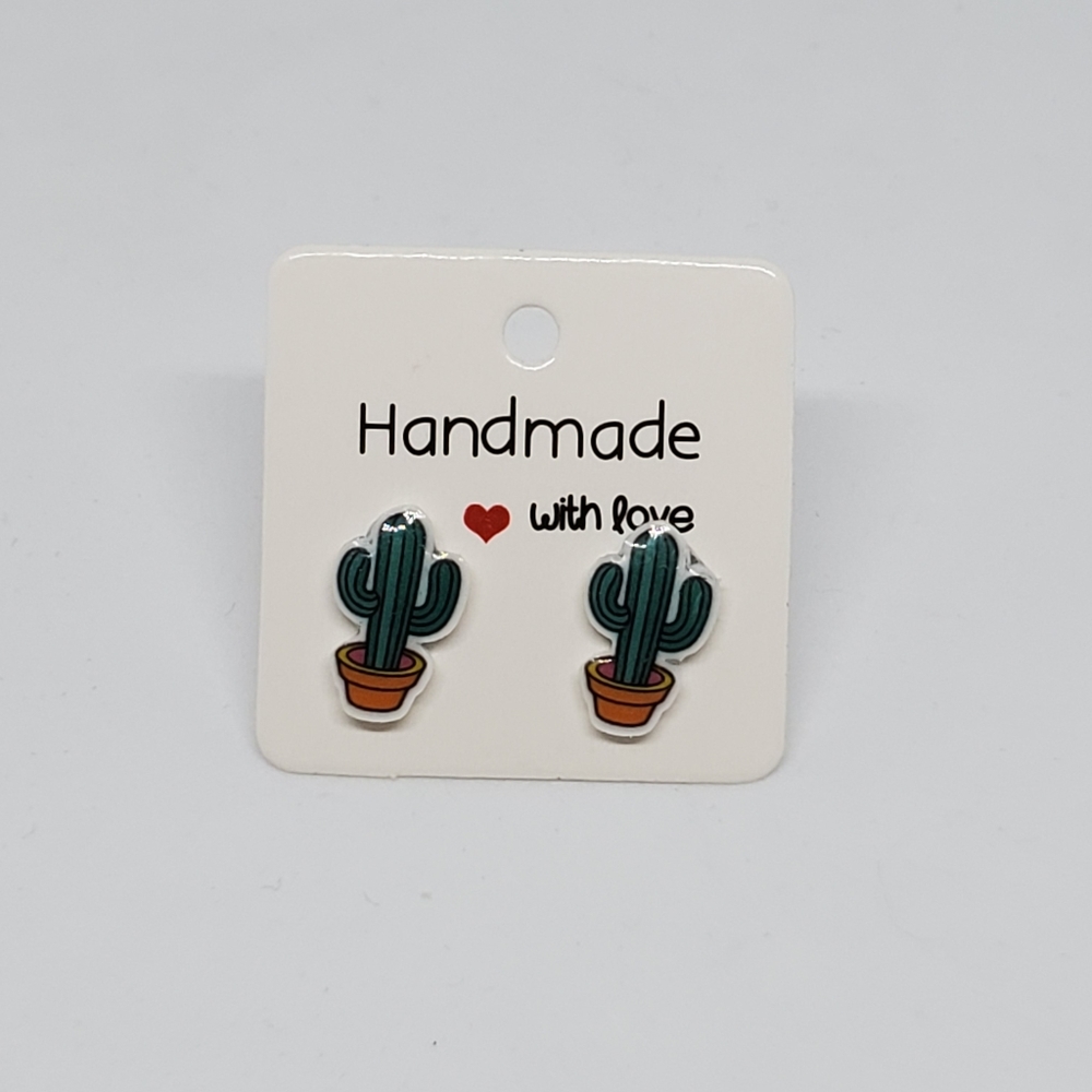 3/$20  Shrinky Dink Cactus Stud Earrings